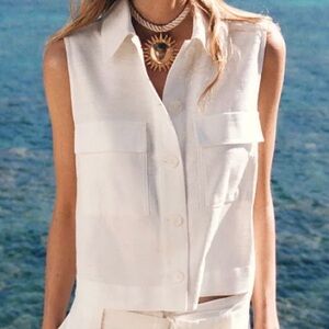 ZARA Patch Pocket Waistcoat button up top